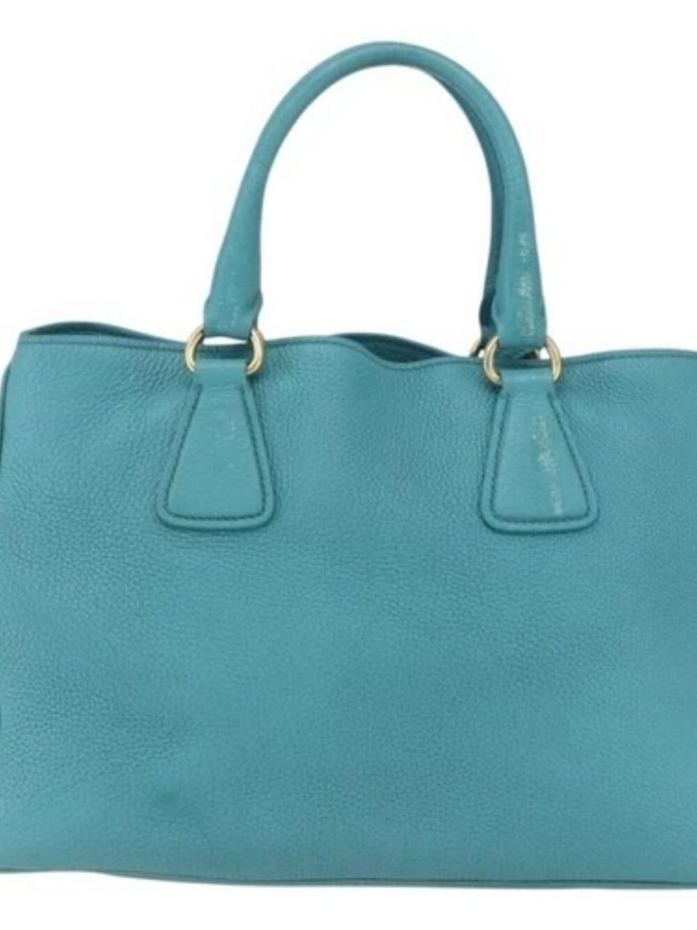 PRADA Hand Bag Leather Light Blue Gold Auth - Picture 14 of 16